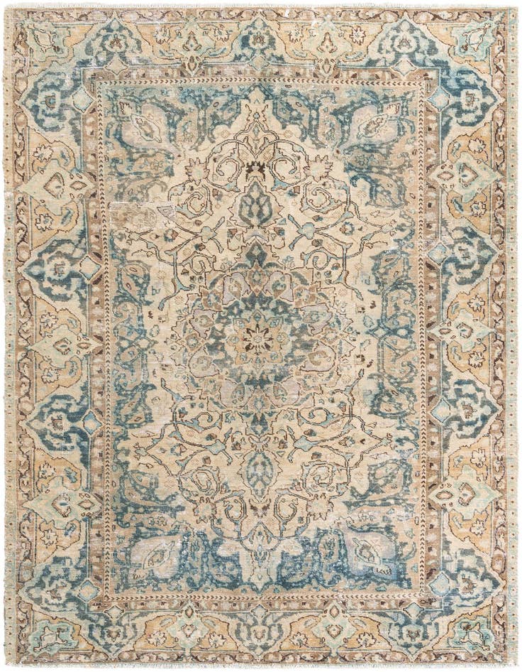 Detail image of 6' 3 x 9' 7 Hand Knotted Ultra Vintage Persian Wool Rug