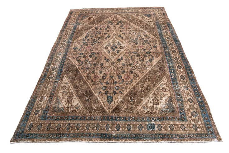 Detail image of 6' 10 x 9' 8 Hand Knotted Ultra Vintage Persian Wool Rug