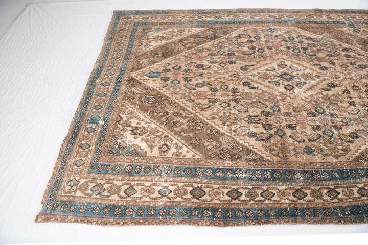 6' 10 x 9' 8 Hand Knotted Ultra Vintage Persian Wool Rug