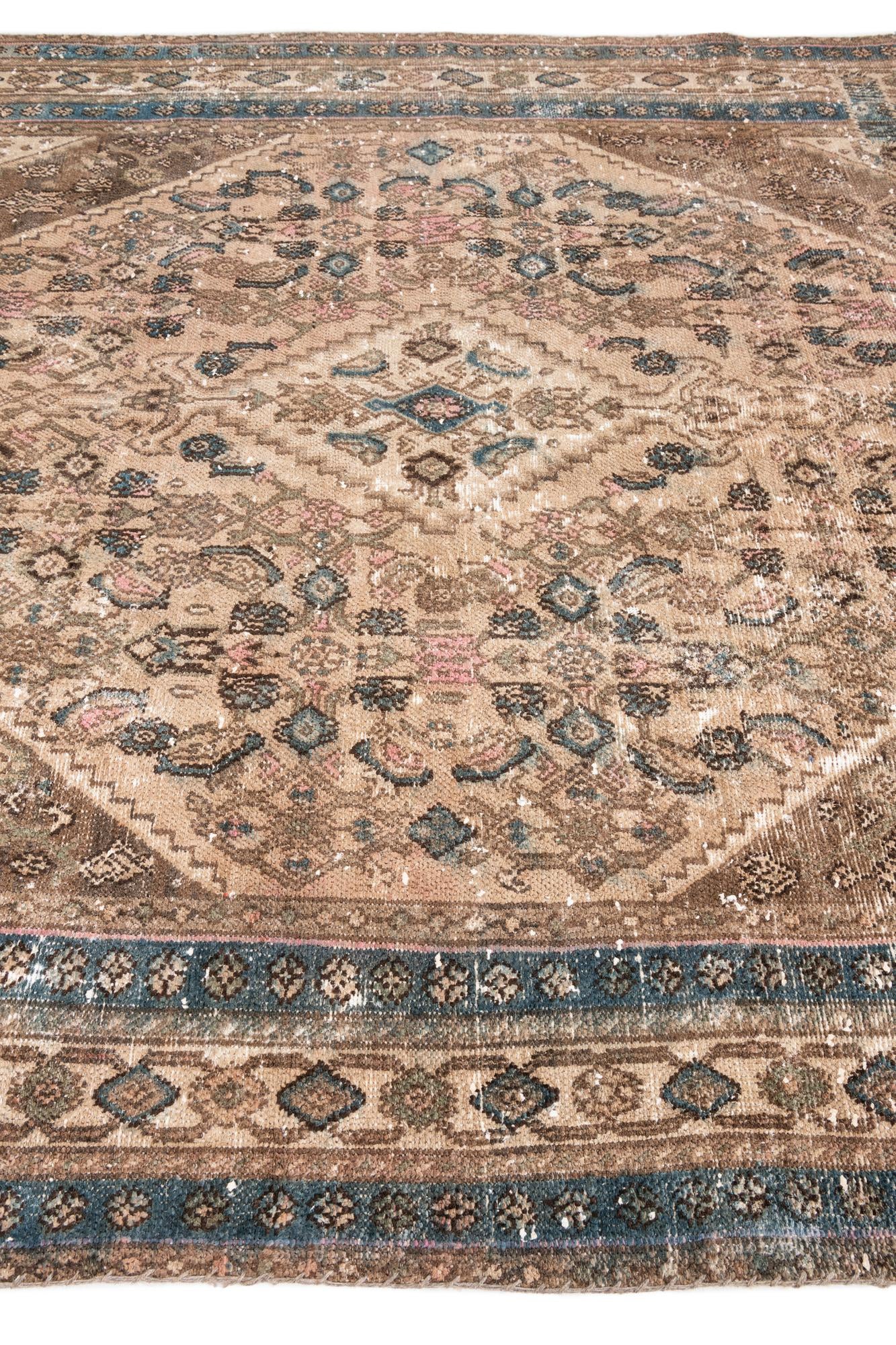 6' 10 x 9' 8 Hand Knotted Ultra Vintage Persian Wool Rug