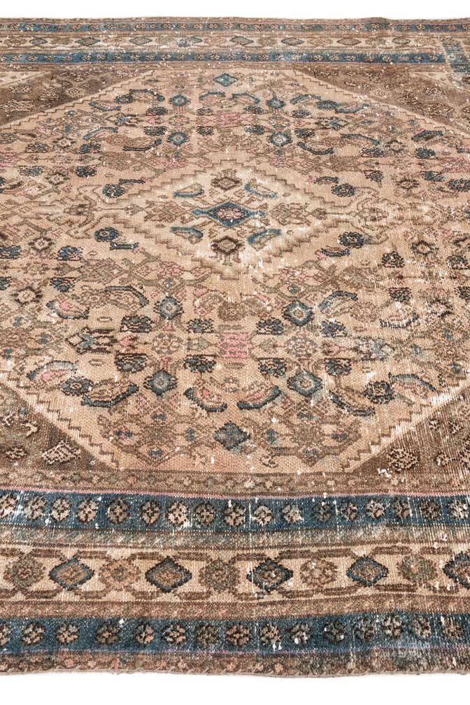 6' 10 x 9' 8 Hand Knotted Ultra Vintage Persian Wool Rug