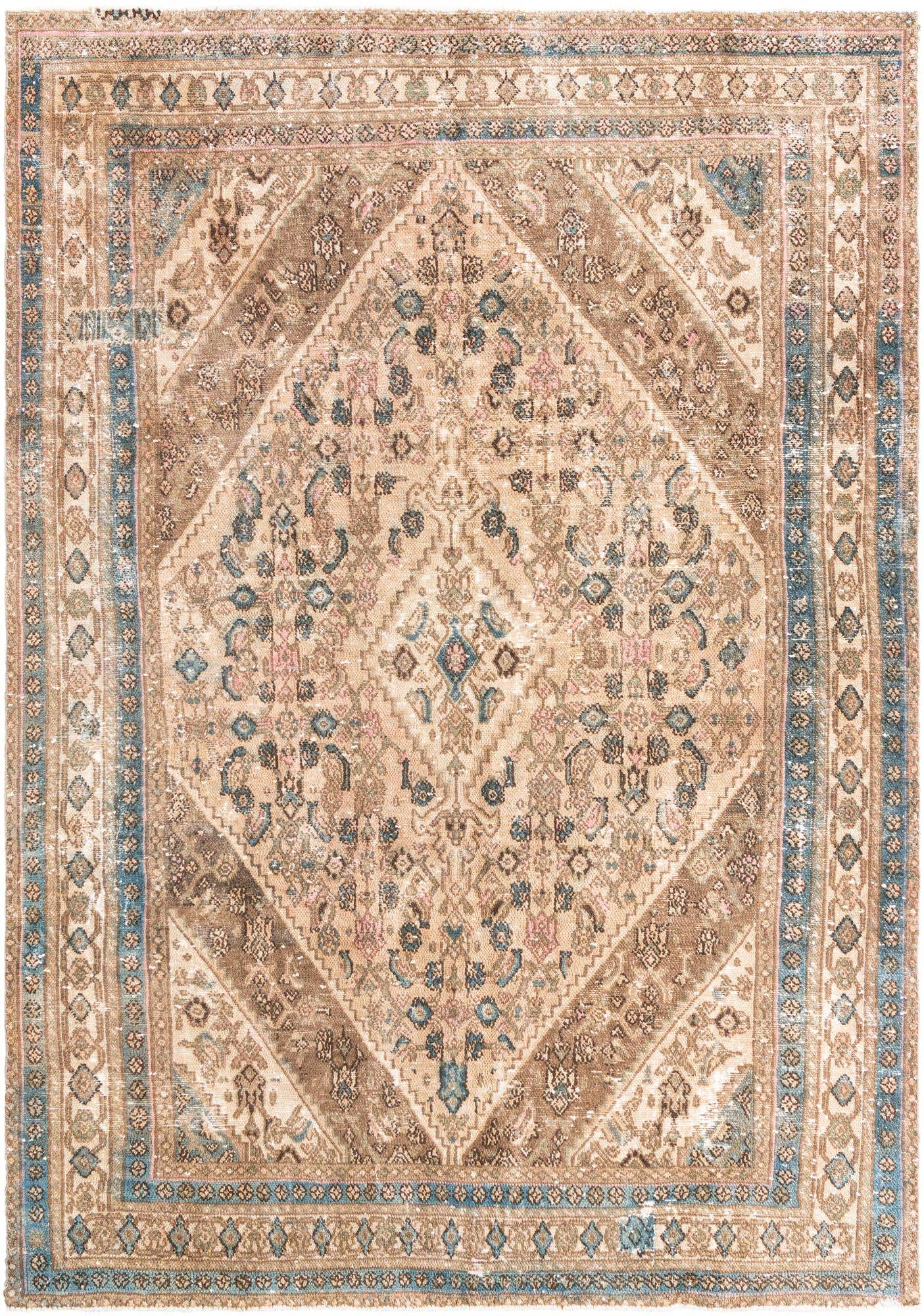 6' 10 x 9' 8 Hand Knotted Ultra Vintage Persian Wool Rug