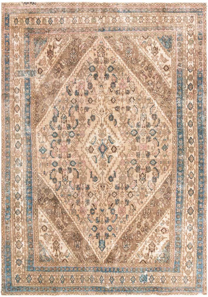 6' 10 x 9' 8 Hand Knotted Ultra Vintage Persian Wool Rug