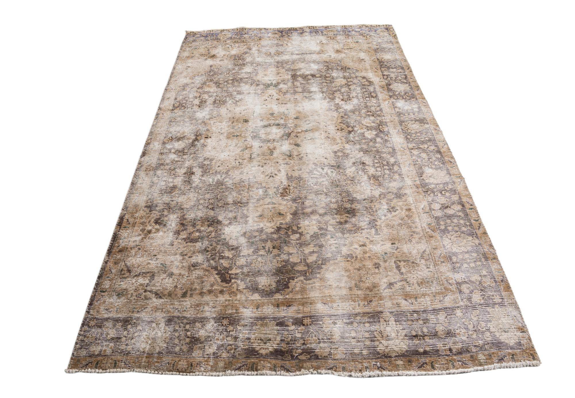 6' x 9' 8 Hand Knotted Ultra Vintage Persian Wool Rug