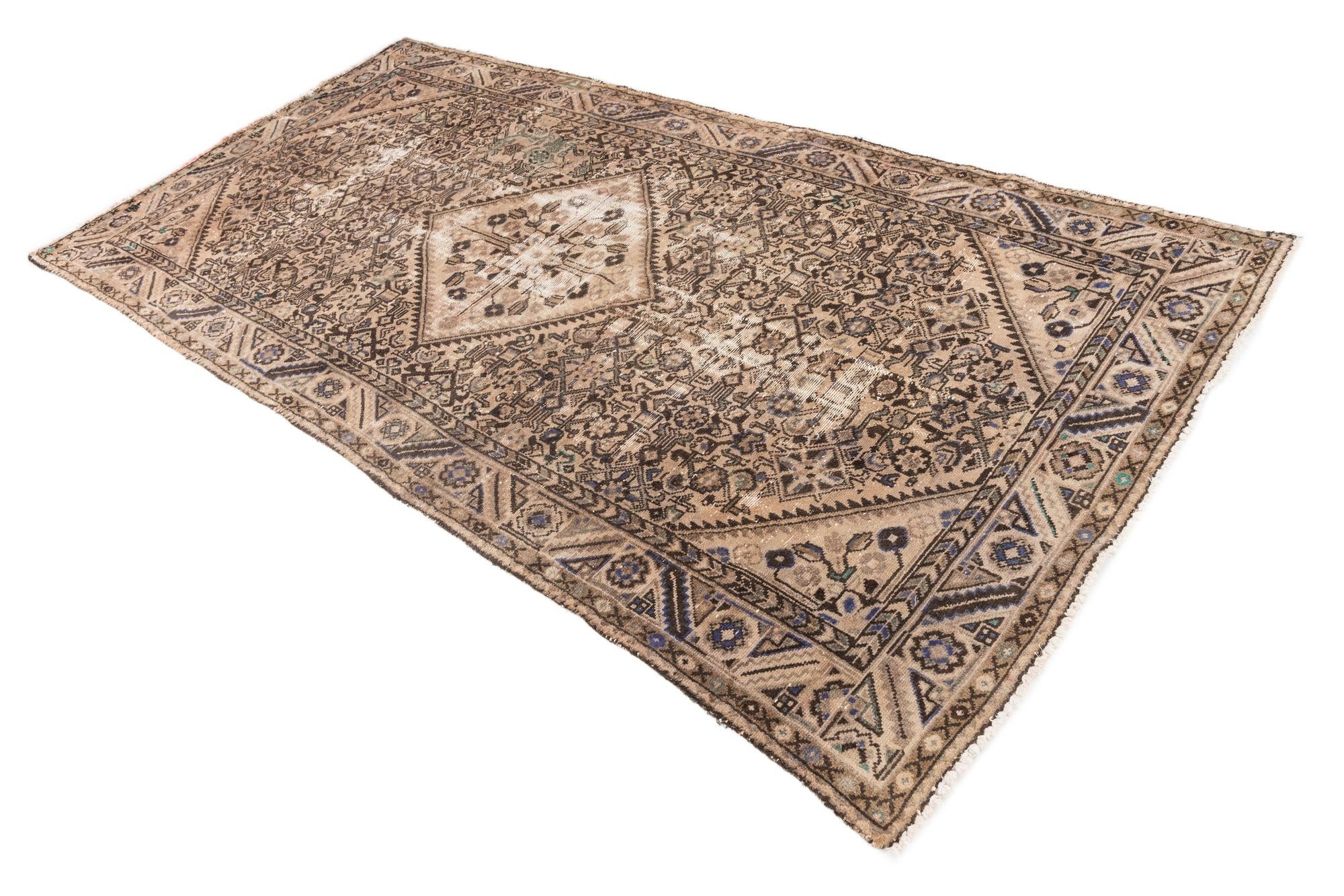 4' 9 x 9' 5 Hand Knotted Ultra Vintage Persian Wool Rug