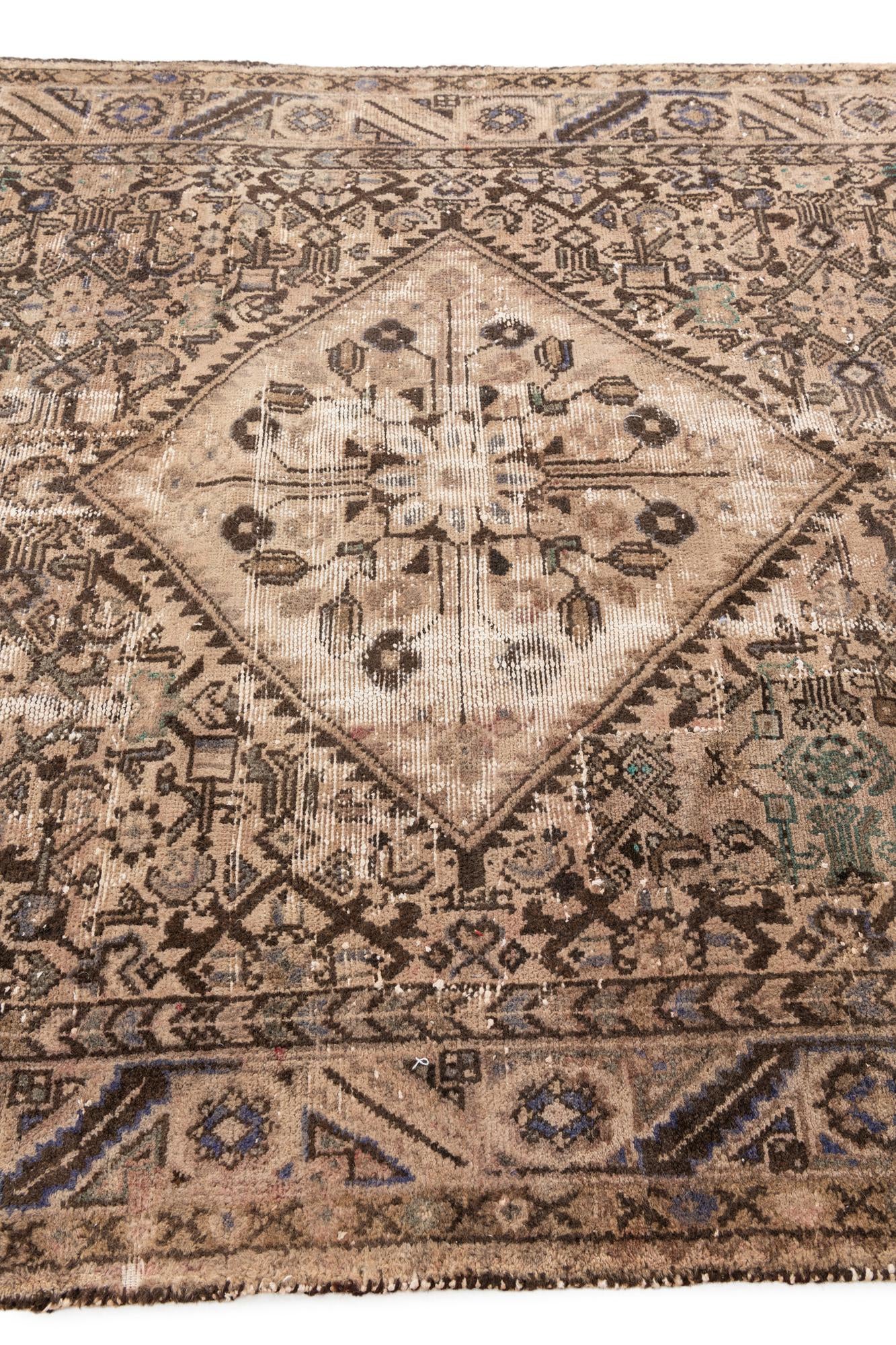 4' 9 x 9' 5 Hand Knotted Ultra Vintage Persian Wool Rug
