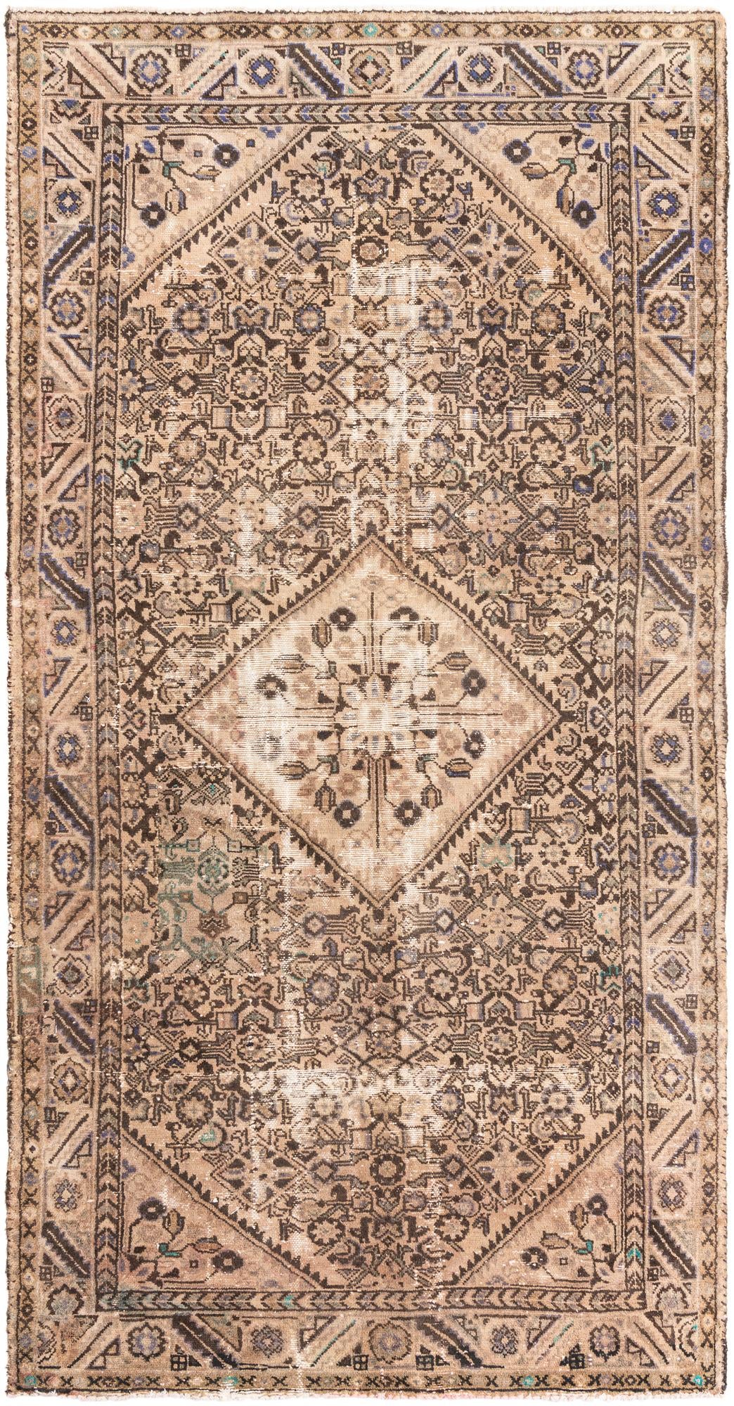 4' 9 x 9' 5 Hand Knotted Ultra Vintage Persian Wool Rug
