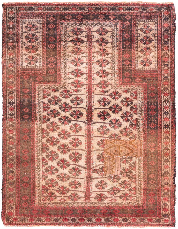Detail image of 2' 7 x 4' 5 Hand Knotted Ultra Vintage Persian Wool Rug
