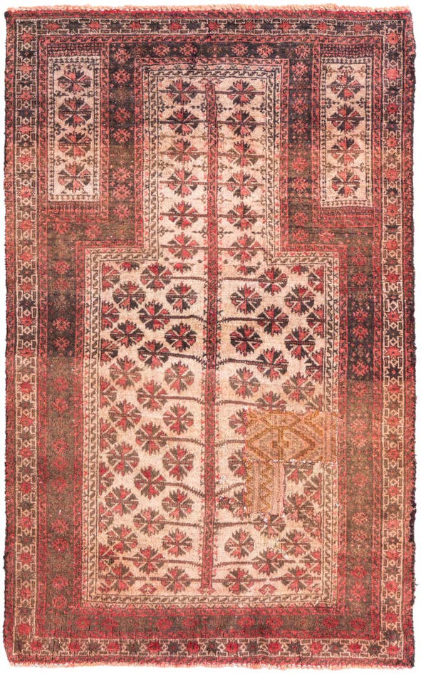 Detail image of 2' 7 x 4' 5 Hand Knotted Ultra Vintage Persian Wool Rug