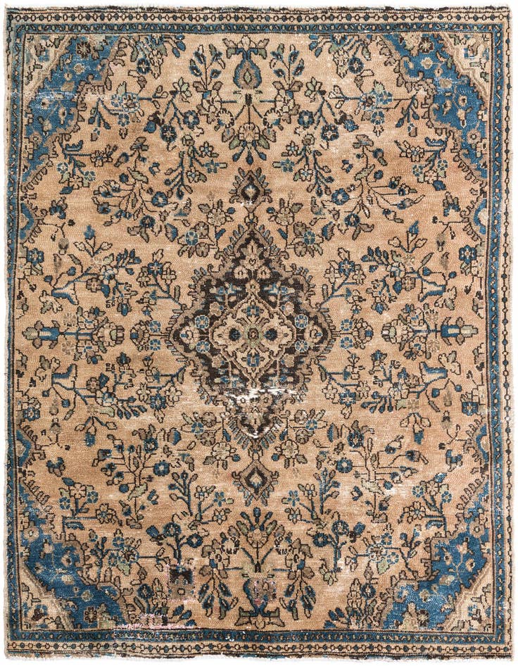 Detail image of 5' 7 x 8' 2 Hand Knotted Ultra Vintage Persian Wool Rug