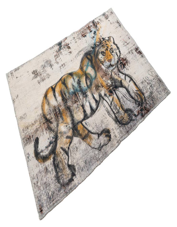 Detail image of 3' 2 x 4' 4  Hand Knotted Ultra Vintage Persian Wool Rug