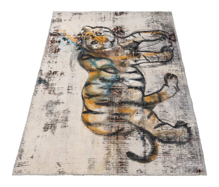 Detail image of 3' 2 x 4' 4 Hand Knotted Ultra Vintage Persian Wool Rug