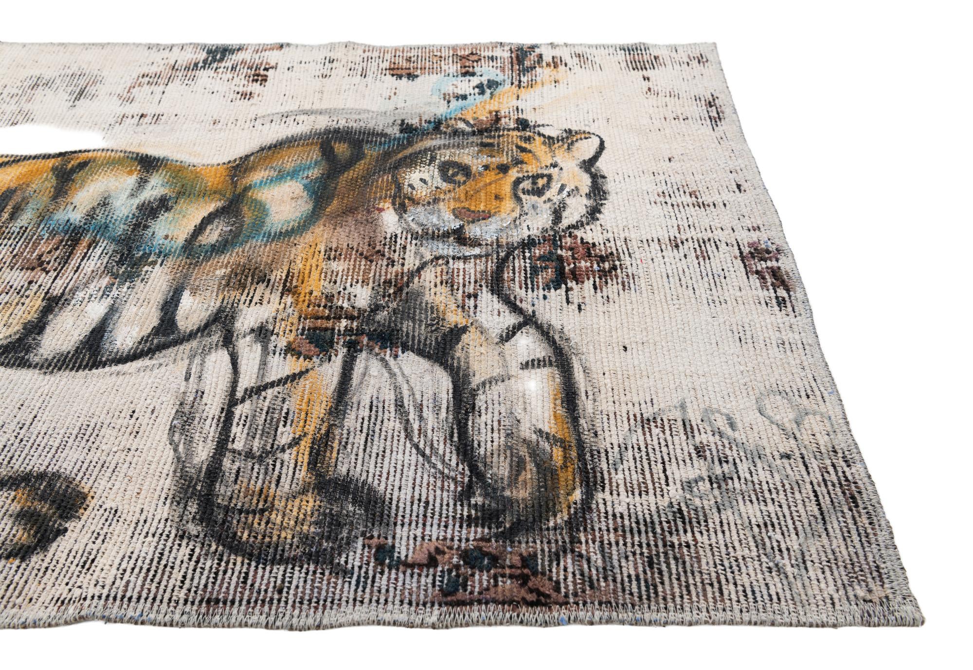 3' 2 x 4' 4 Hand Knotted Ultra Vintage Persian Wool Rug