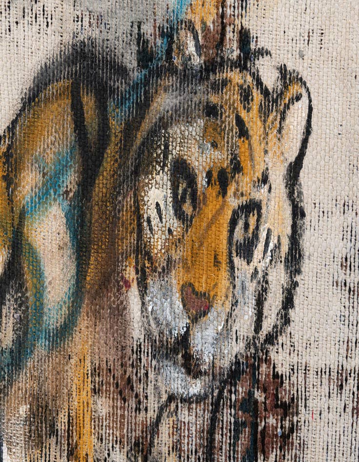 Detail image of 3' 2 x 4' 4  Hand Knotted Ultra Vintage Persian Wool Rug