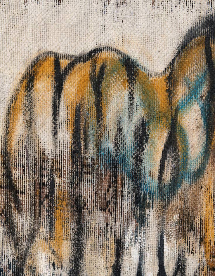 Detail image of 3' 2 x 4' 4  Hand Knotted Ultra Vintage Persian Wool Rug