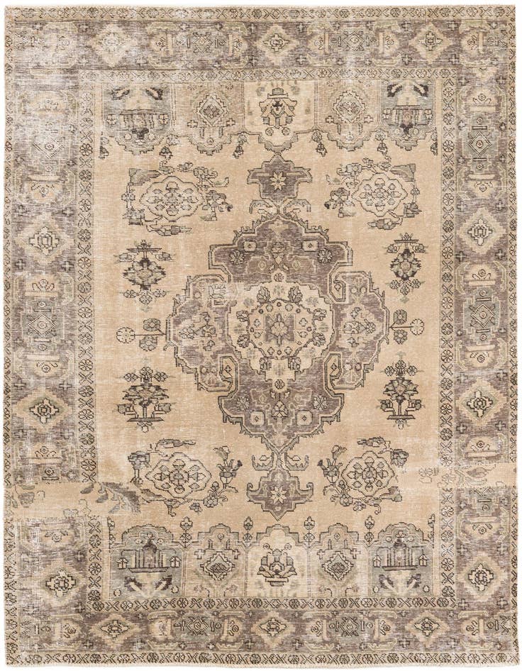 Detail image of 6' 5 x 9' 8 Hand Knotted Ultra Vintage Persian Wool Rug