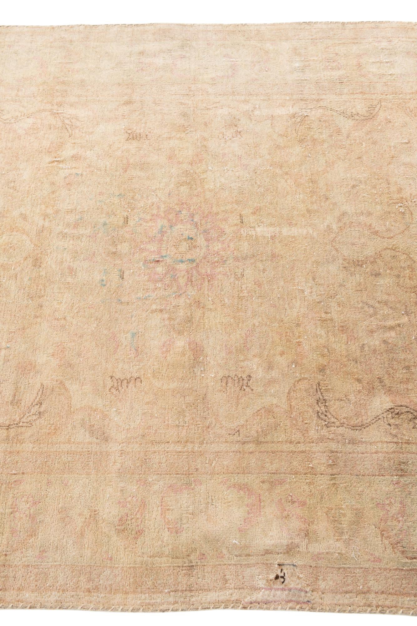 4' x 5' 9 Hand Knotted Ultra Vintage Persian Wool Rug
