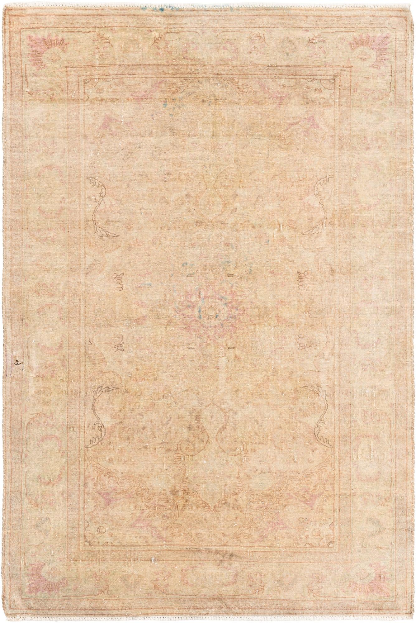 4' x 5' 9 Hand Knotted Ultra Vintage Persian Wool Rug