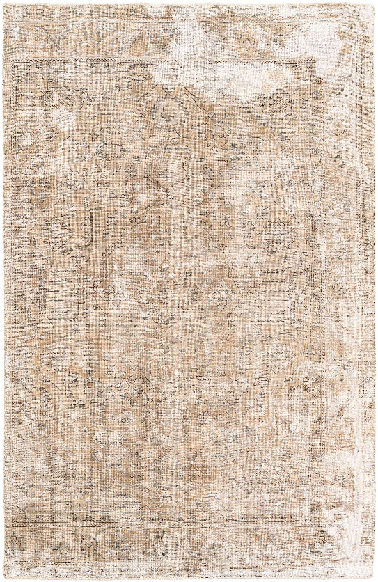 6' x 9' 5 Hand Knotted Ultra Vintage Persian Wool Rug
