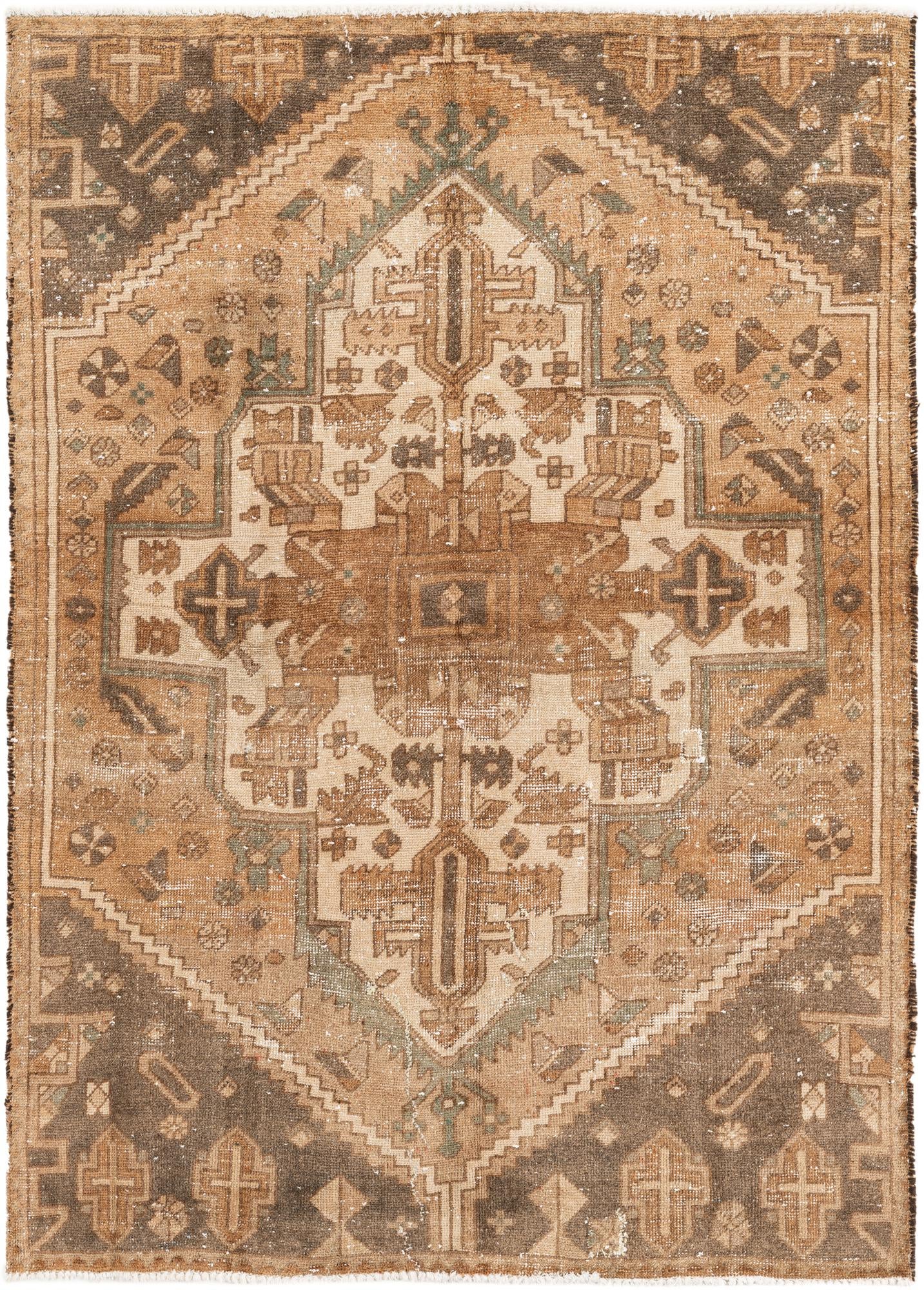 4' 2 x 5' 10 Hand Knotted Ultra Vintage Persian Wool Rug
