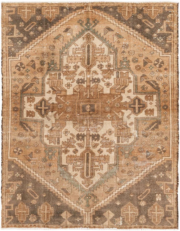 Detail image of 4' 2 x 5' 10 Hand Knotted Ultra Vintage Persian Wool Rug
