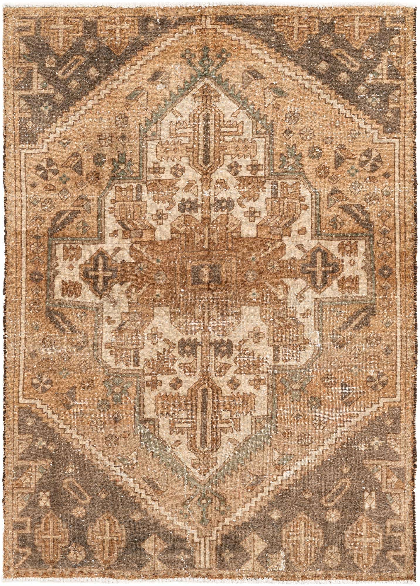 4' 2 x 5' 10 Hand Knotted Ultra Vintage Persian Wool Rug