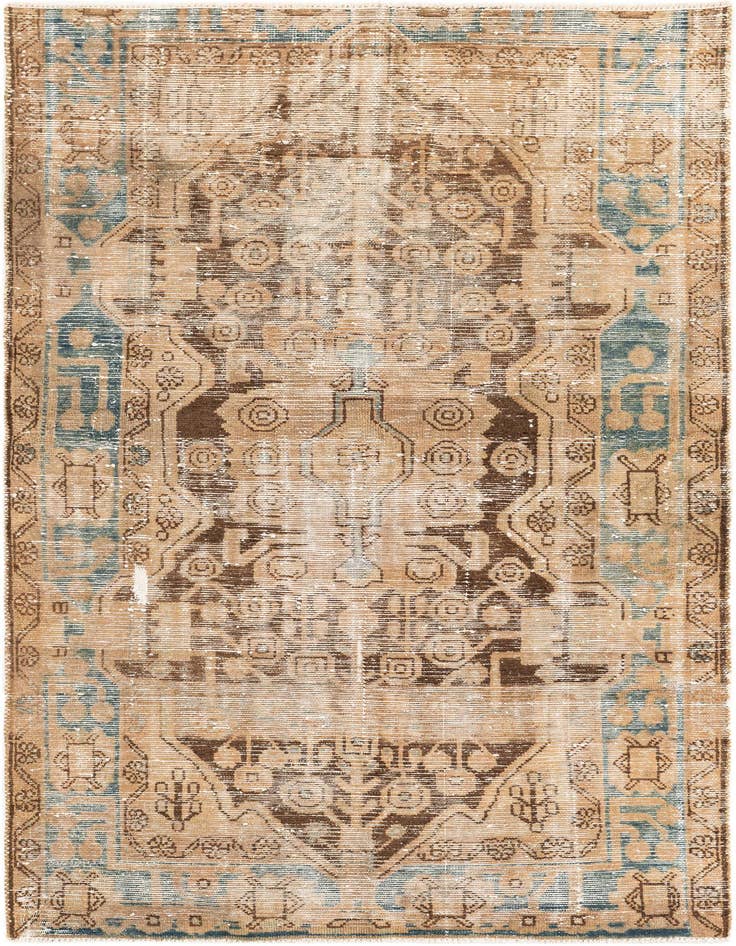 Detail image of 4' x 6' 8 Hand Knotted Ultra Vintage Persian Wool Rug