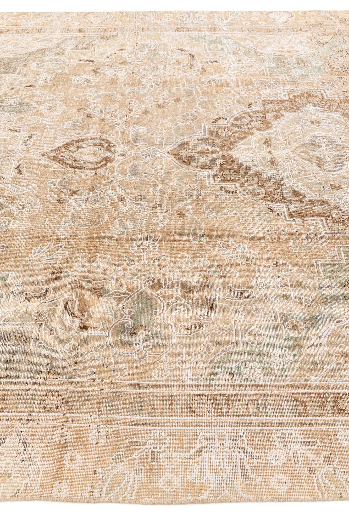 9' x 12' 9 Hand Knotted Ultra Vintage Persian Wool Rug