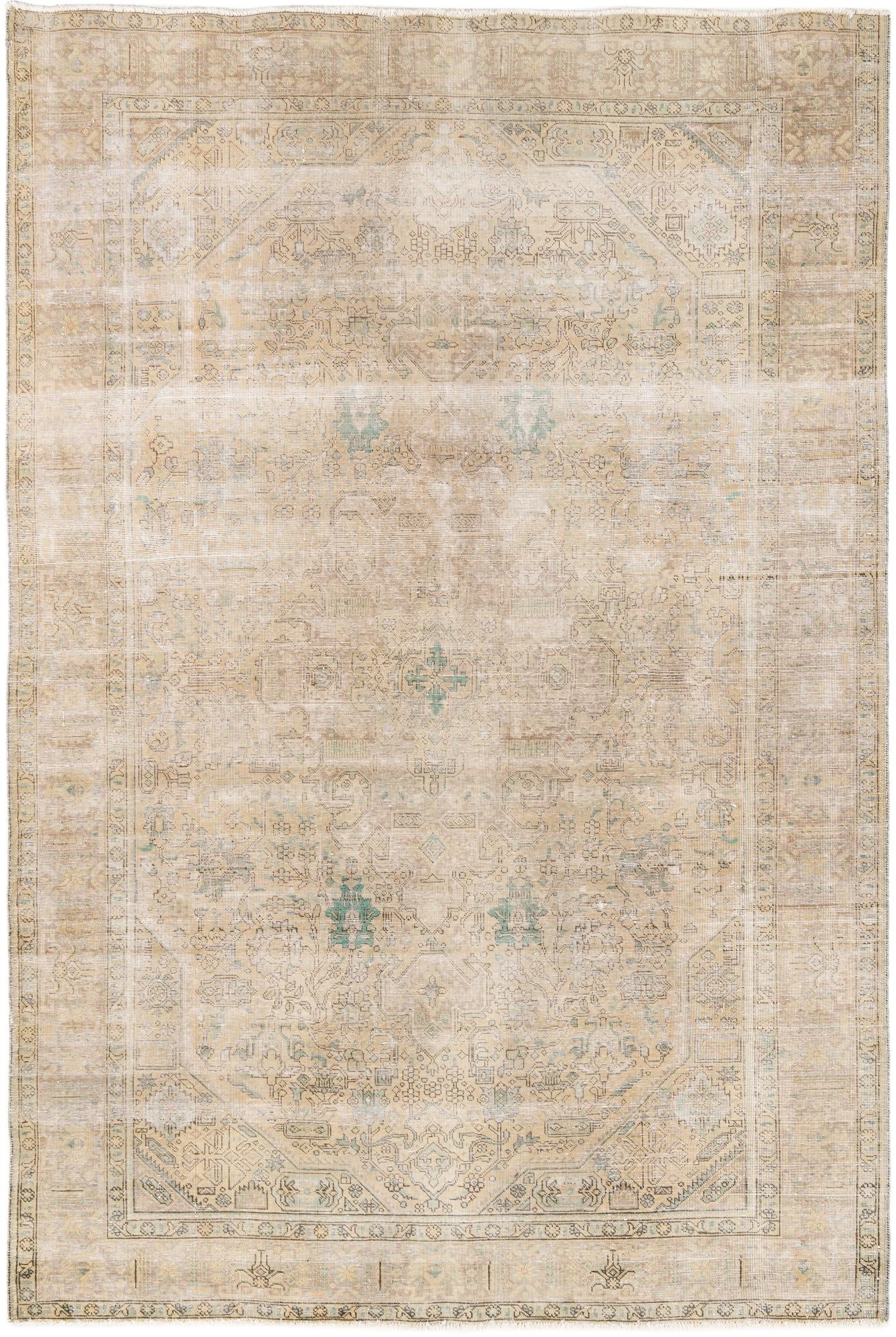 6' 4 x 9' 7 Hand Knotted Ultra Vintage Persian Wool Rug
