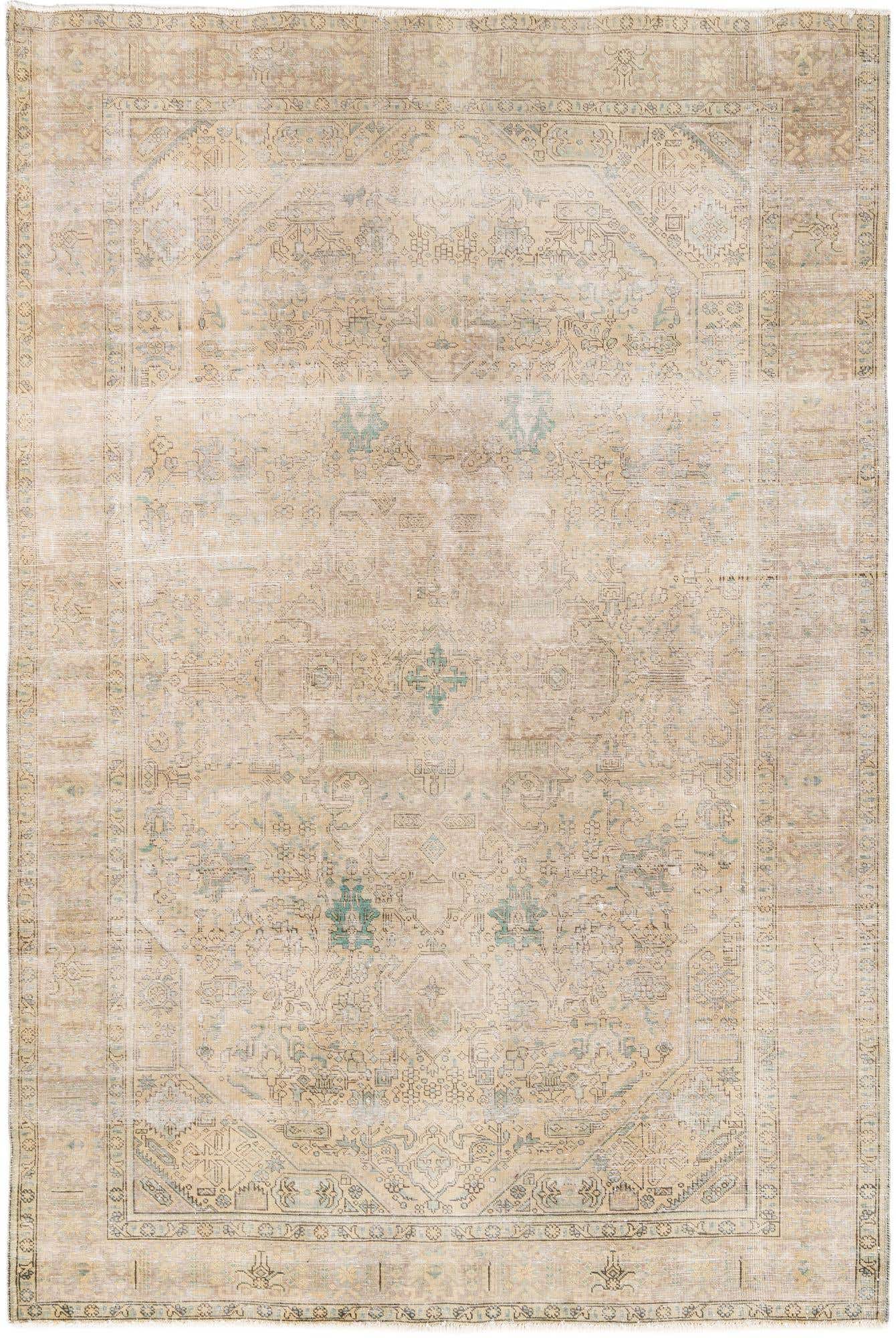 6' 4 x 9' 7 Hand Knotted Ultra Vintage Persian Wool Rug