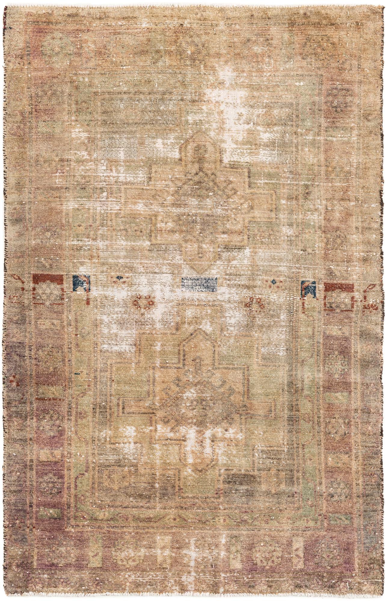 4' 2 x 6' 8 Hand Knotted Ultra Vintage Persian Wool Rug