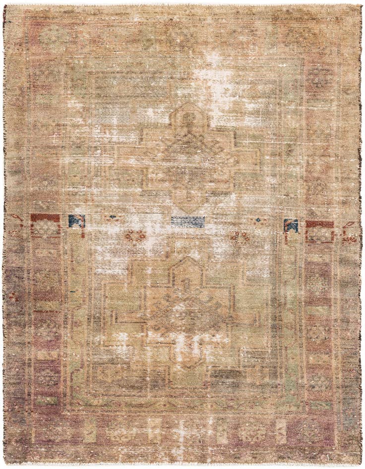 Detail image of 4' 2 x 6' 8 Hand Knotted Ultra Vintage Persian Wool Rug