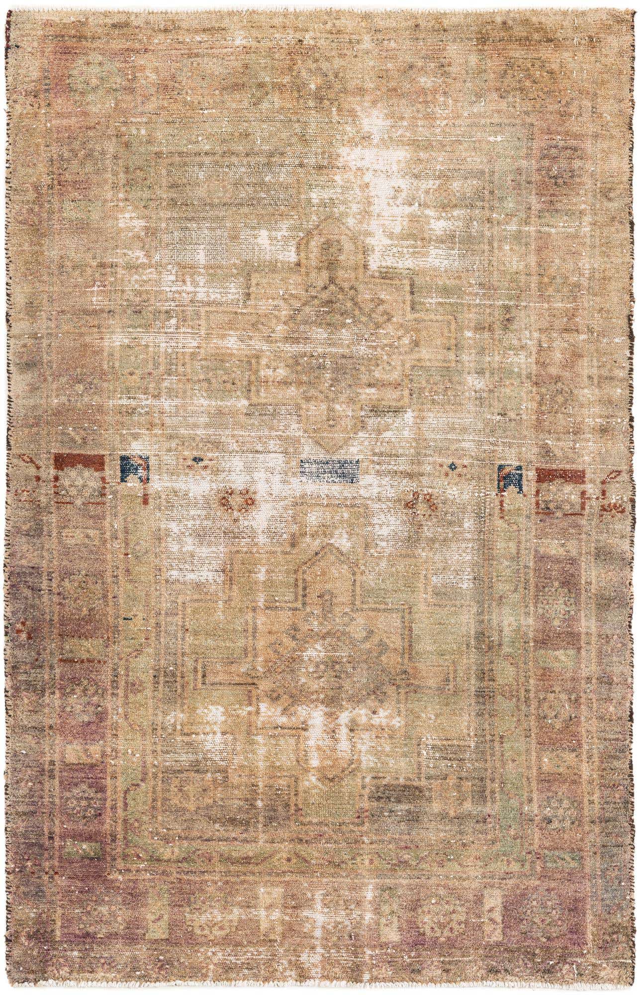 4' 2 x 6' 8 Hand Knotted Ultra Vintage Persian Wool Rug