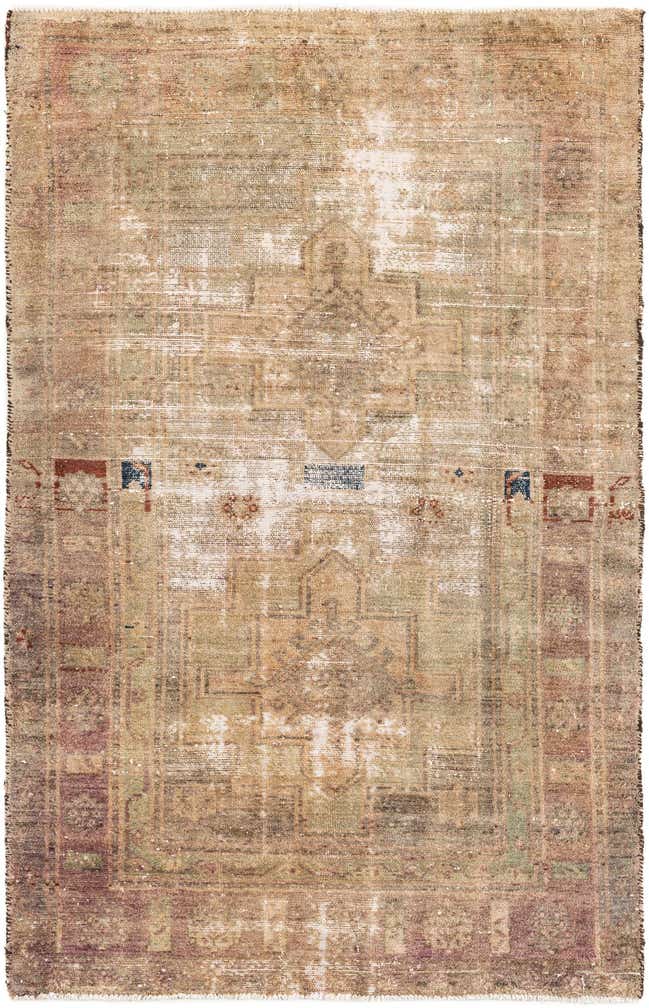 4' 2 x 6' 8 Hand Knotted Ultra Vintage Persian Wool Rug