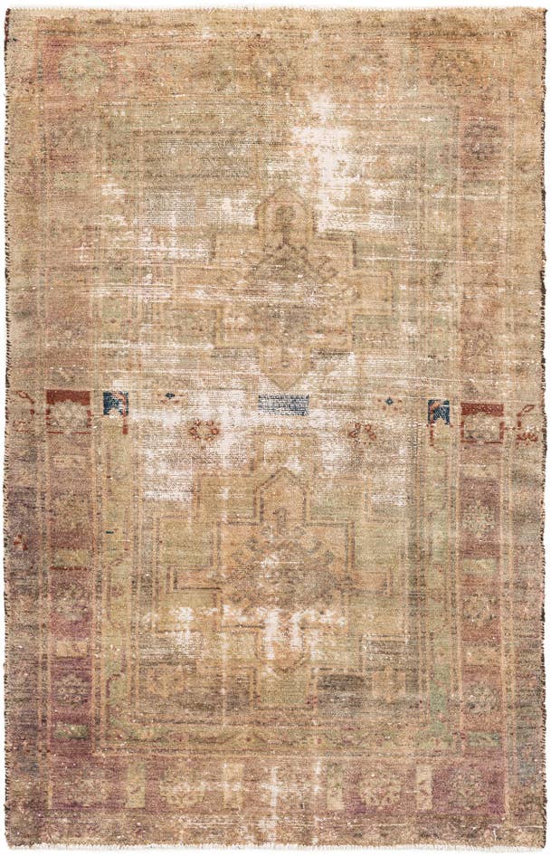 Detail image of 4' 2 x 6' 8 Hand Knotted Ultra Vintage Persian Wool Rug