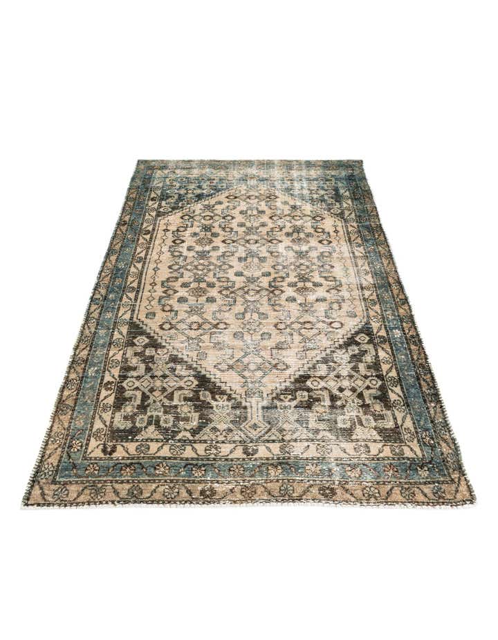 4' 3 x 6' 9 Hand Knotted Ultra Vintage Persian Wool Rug