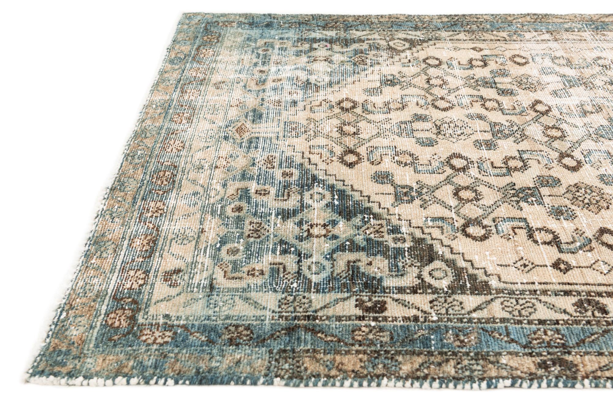 4' 3 x 6' 9 Hand Knotted Ultra Vintage Persian Wool Rug