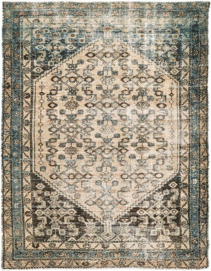 Detail image of 4' 3 x 6' 9 Hand Knotted Ultra Vintage Persian Wool Rug