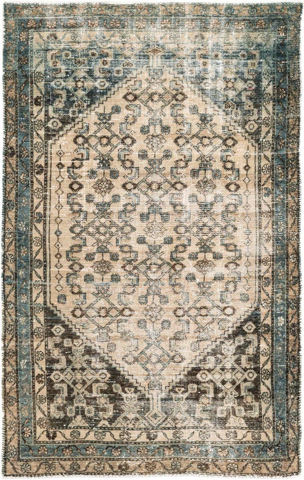 Detail image of 4' 3 x 6' 9 Hand Knotted Ultra Vintage Persian Wool Rug