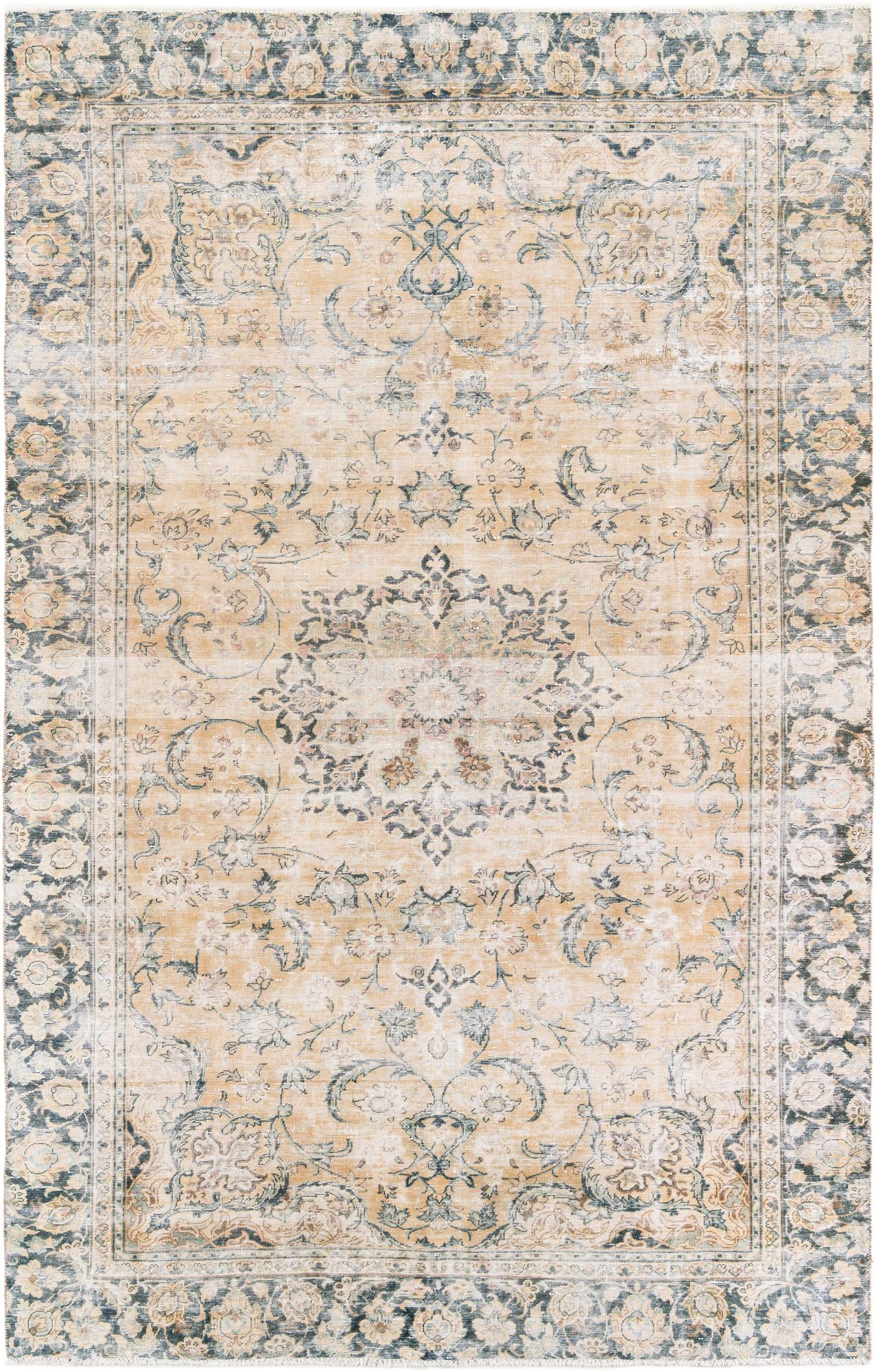 6' 6 x 10' Hand Knotted Ultra Vintage Persian Wool Rug