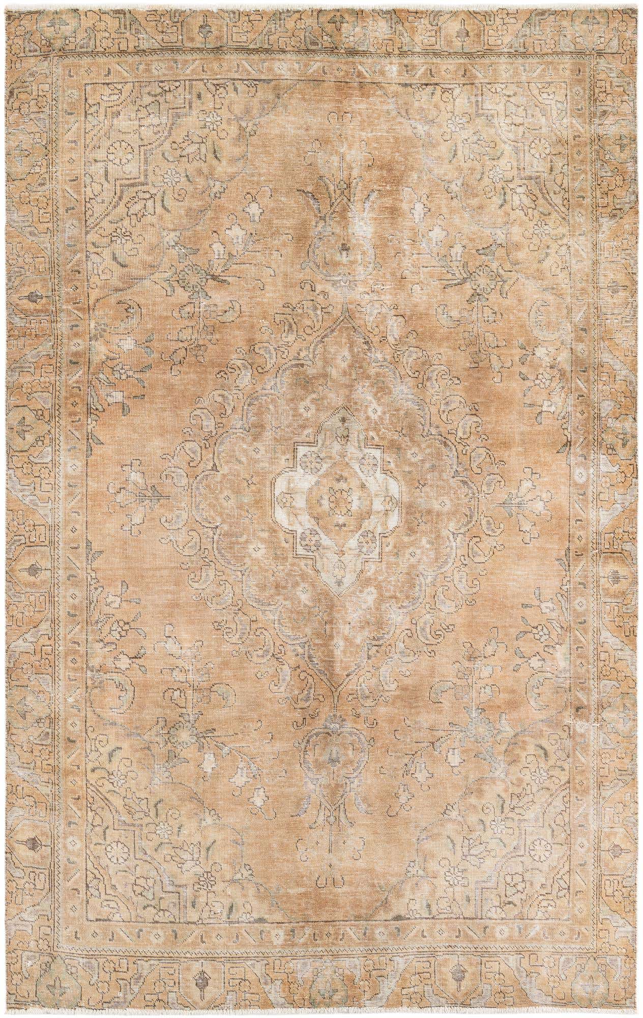 6' x 9' 6 Hand Knotted Ultra Vintage Persian Wool Rug