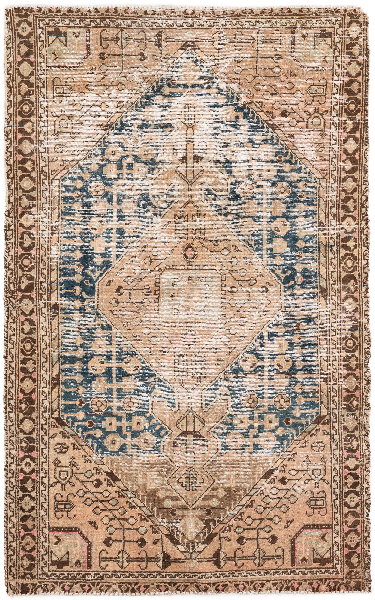 4' 4 x 7' Hand Knotted Ultra Vintage Persian Wool Rug