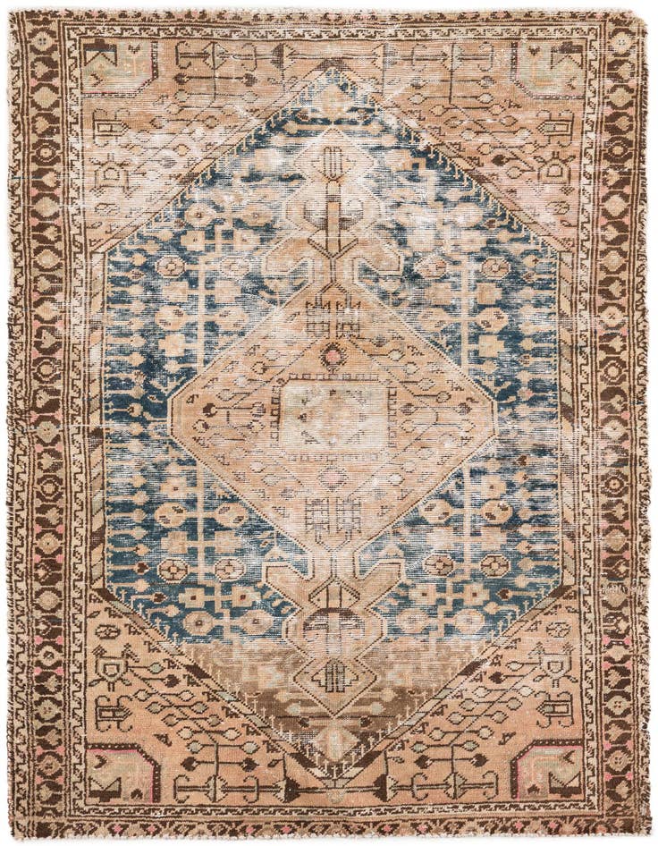 Detail image of 4' 4 x 7' Hand Knotted Ultra Vintage Persian Wool Rug