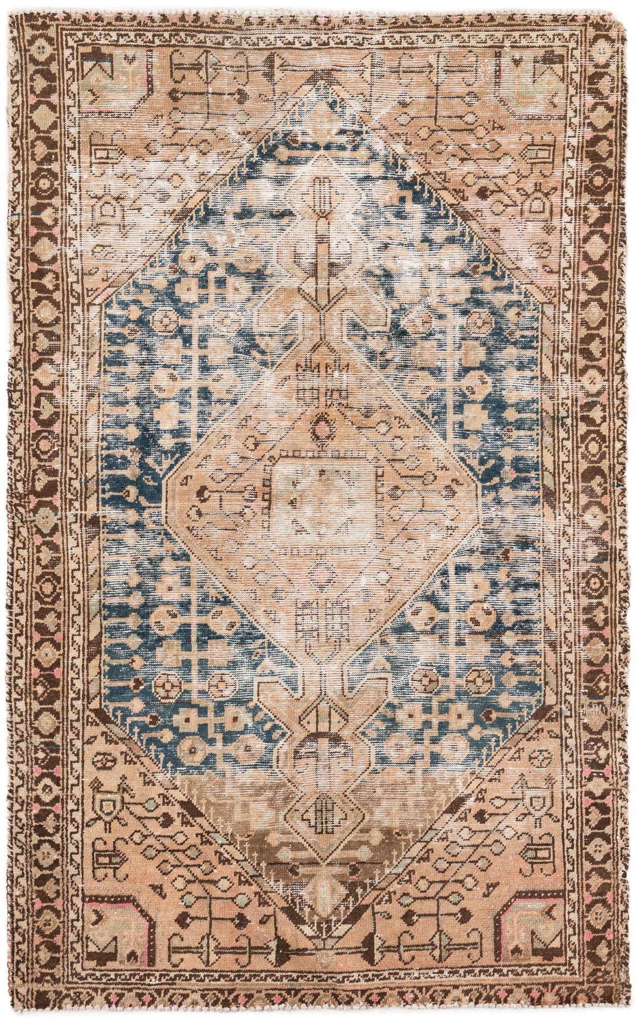4' 4 x 7' Hand Knotted Ultra Vintage Persian Wool Rug