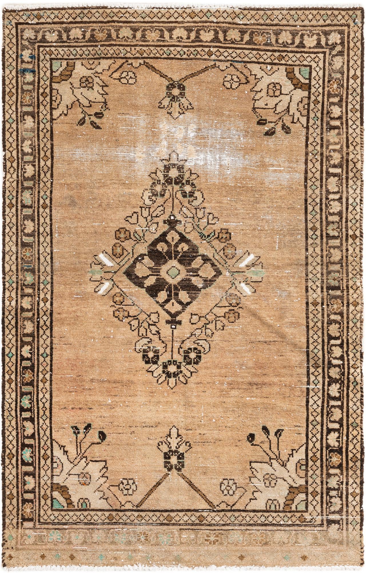 3' 2 x 4' 10 Hand Knotted Ultra Vintage Persian Wool Rug