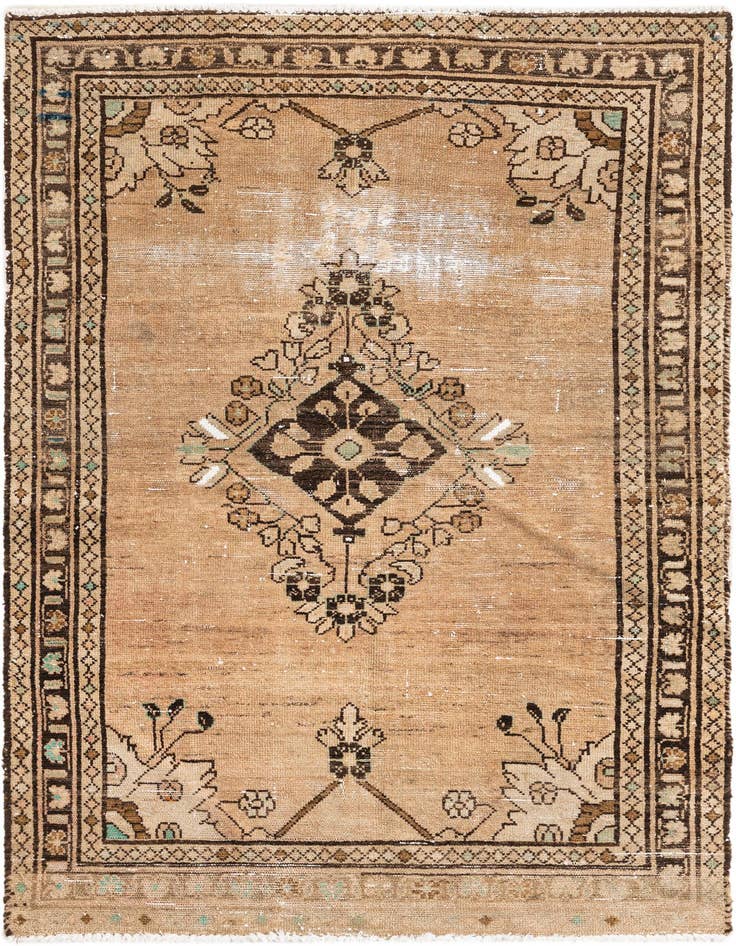 Detail image of 3' 2 x 4' 10 Hand Knotted Ultra Vintage Persian Wool Rug