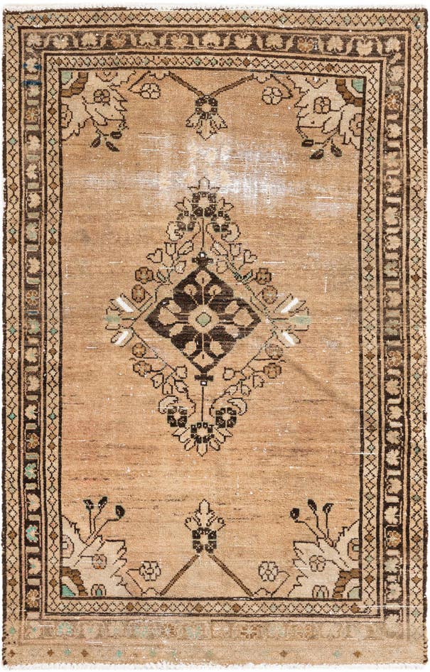 Detail image of 3' 2 x 4' 10 Hand Knotted Ultra Vintage Persian Wool Rug