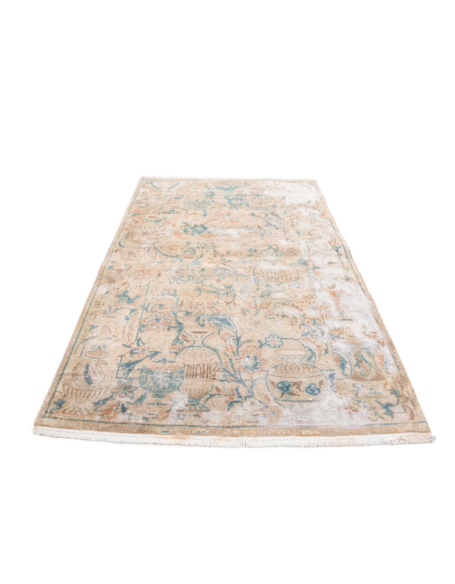 3' 4 x 4' 9 Hand Knotted Ultra Vintage Persian Wool Rug