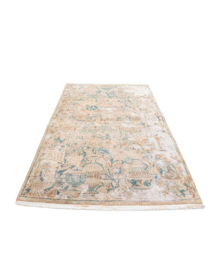 3' 4 x 4' 9 Hand Knotted Ultra Vintage Persian Wool Rug