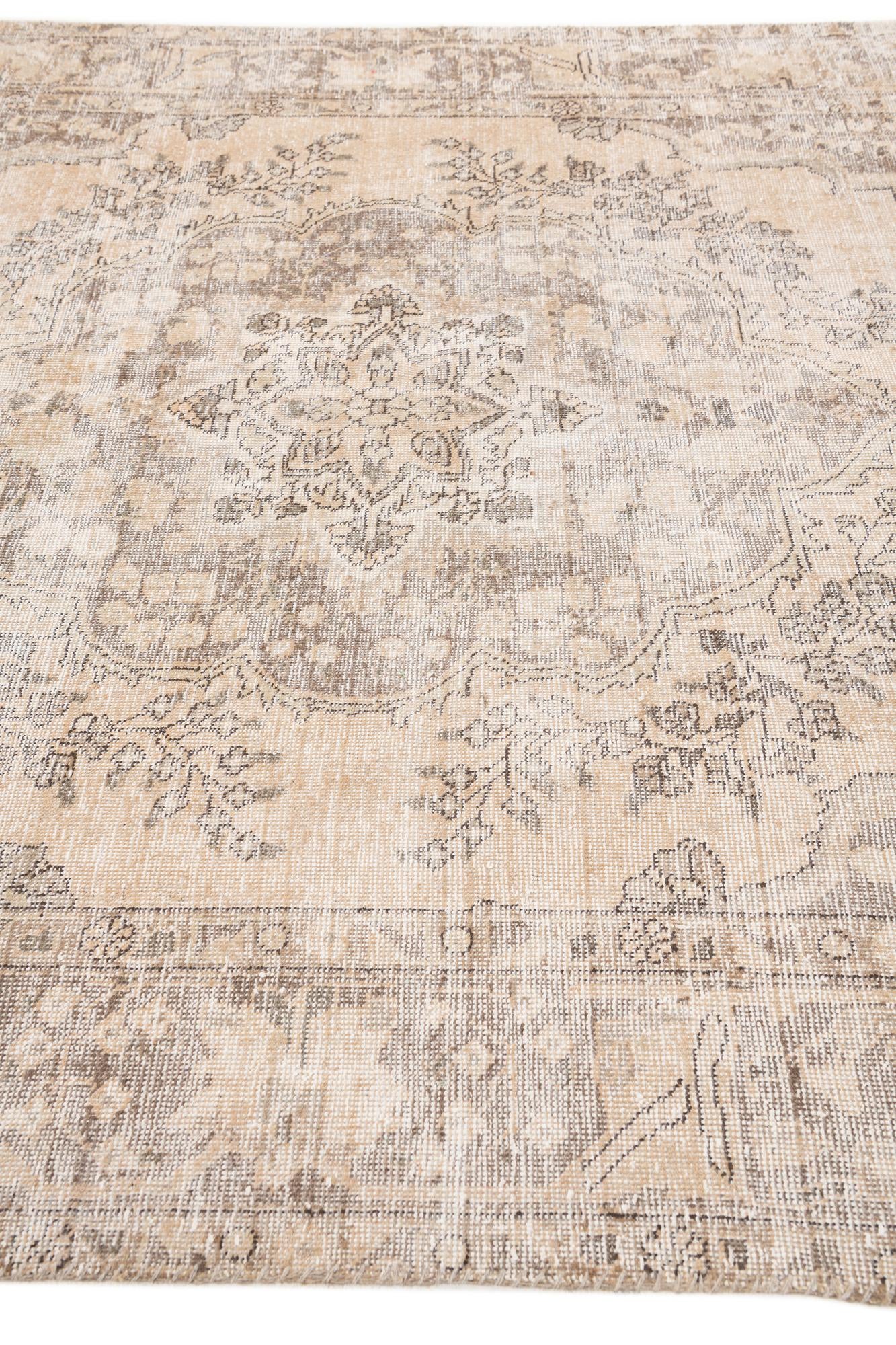 6' 7 x 9' 5 Hand Knotted Ultra Vintage Persian Wool Rug
